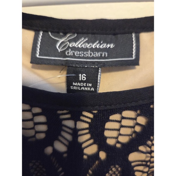 Dressbarn Collection Womens 16 Black Lace Crochet Sheath Dress Cap Sleeve - Picture 3 of 3